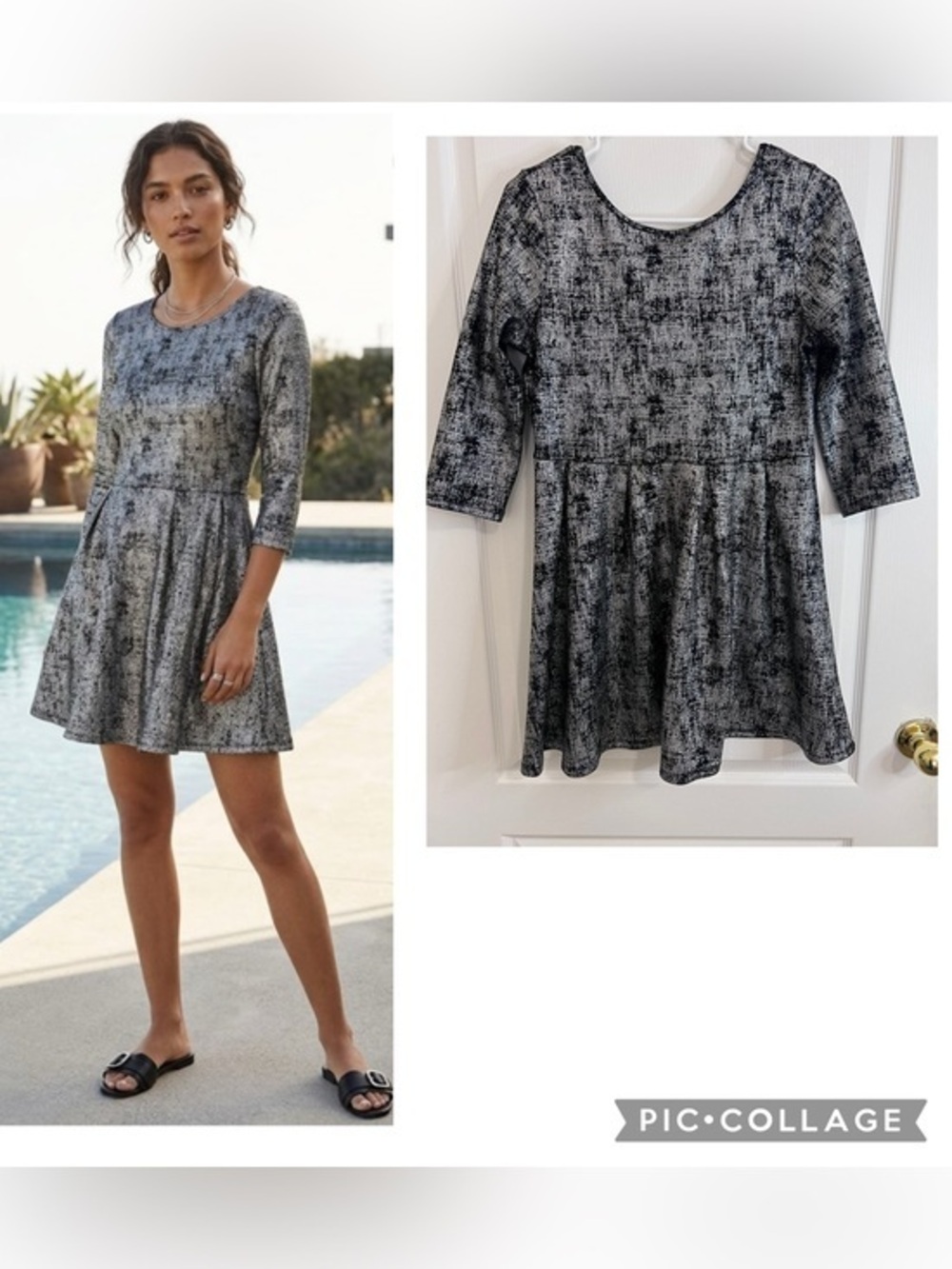 One clothing Gray Textured Fit-and Flare Dress size L